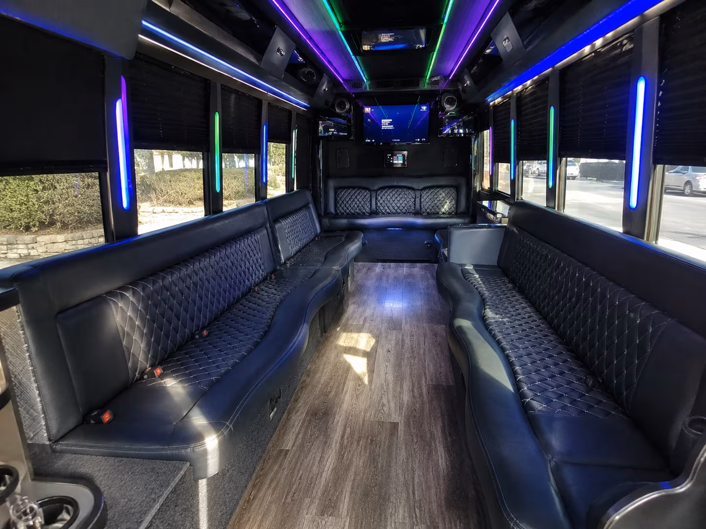 perris 15 passenger party bus interior