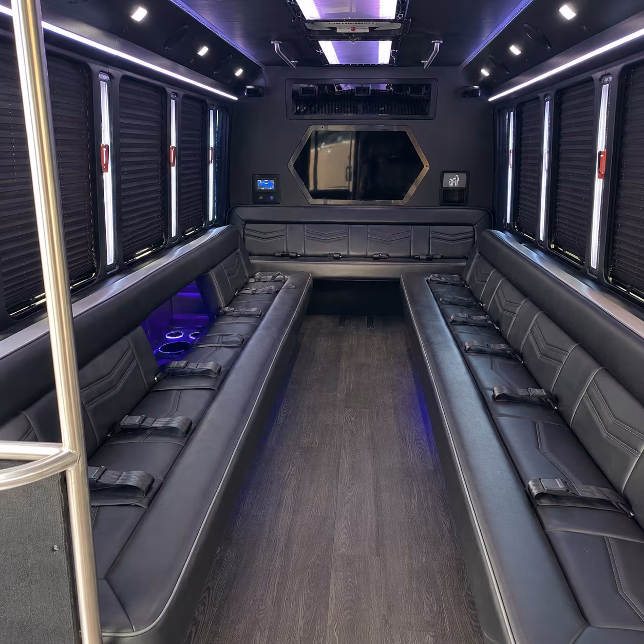 perris 18 passenger party bus interior