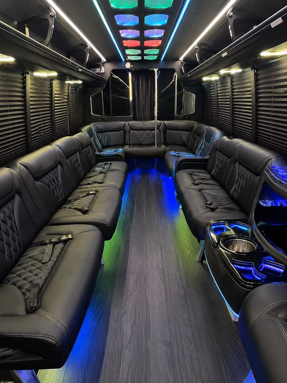 perris 20 passenger party bus interior