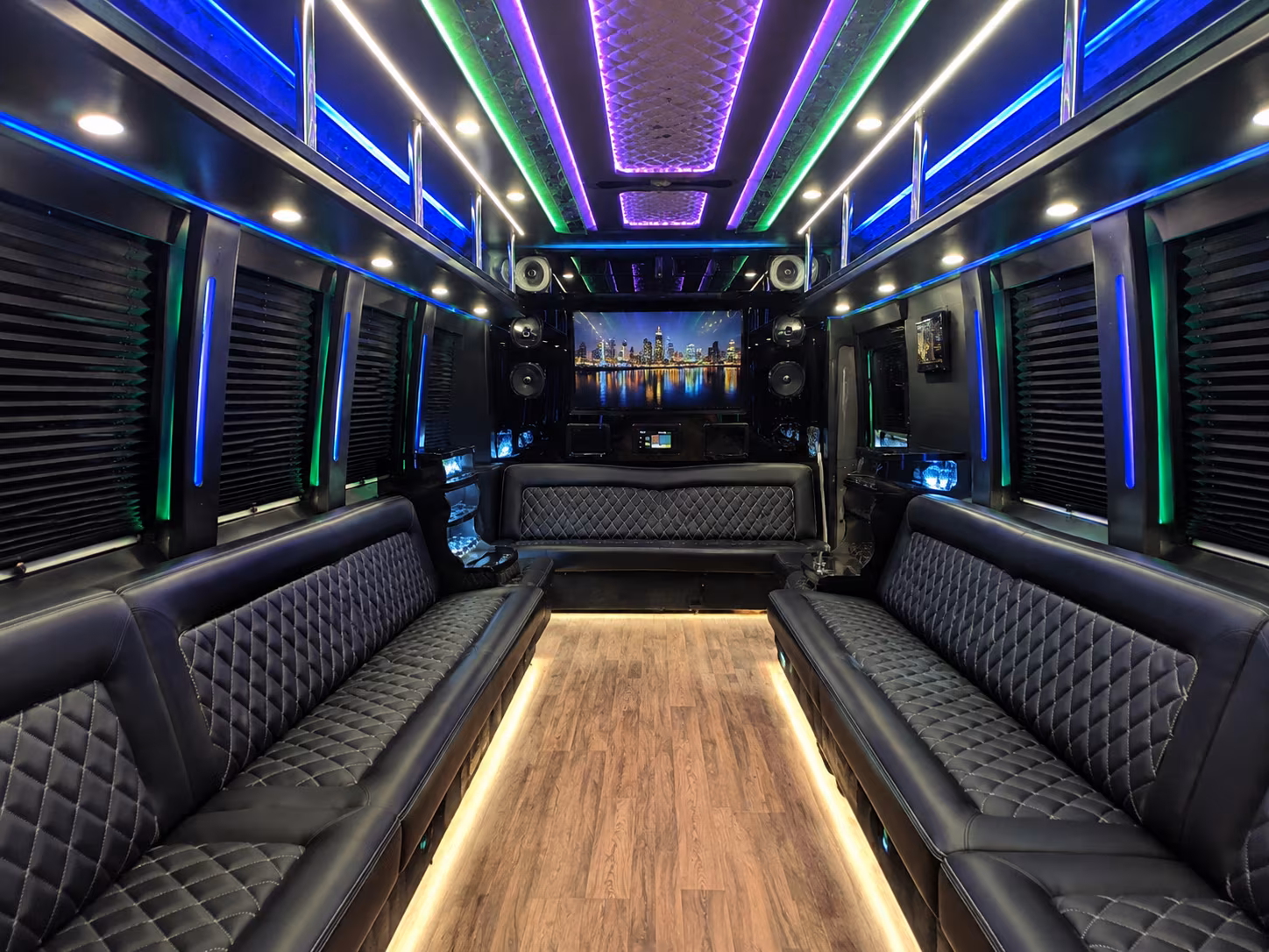 perris 25 passenger party bus interior
