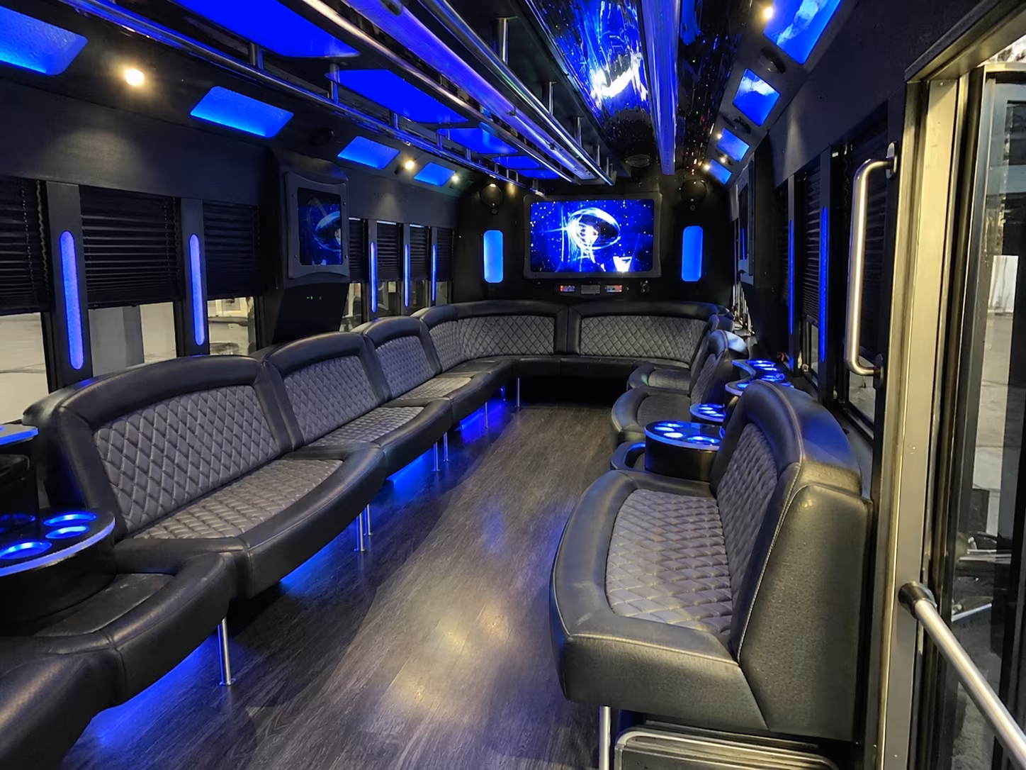 perris 28 passenger party bus interior
